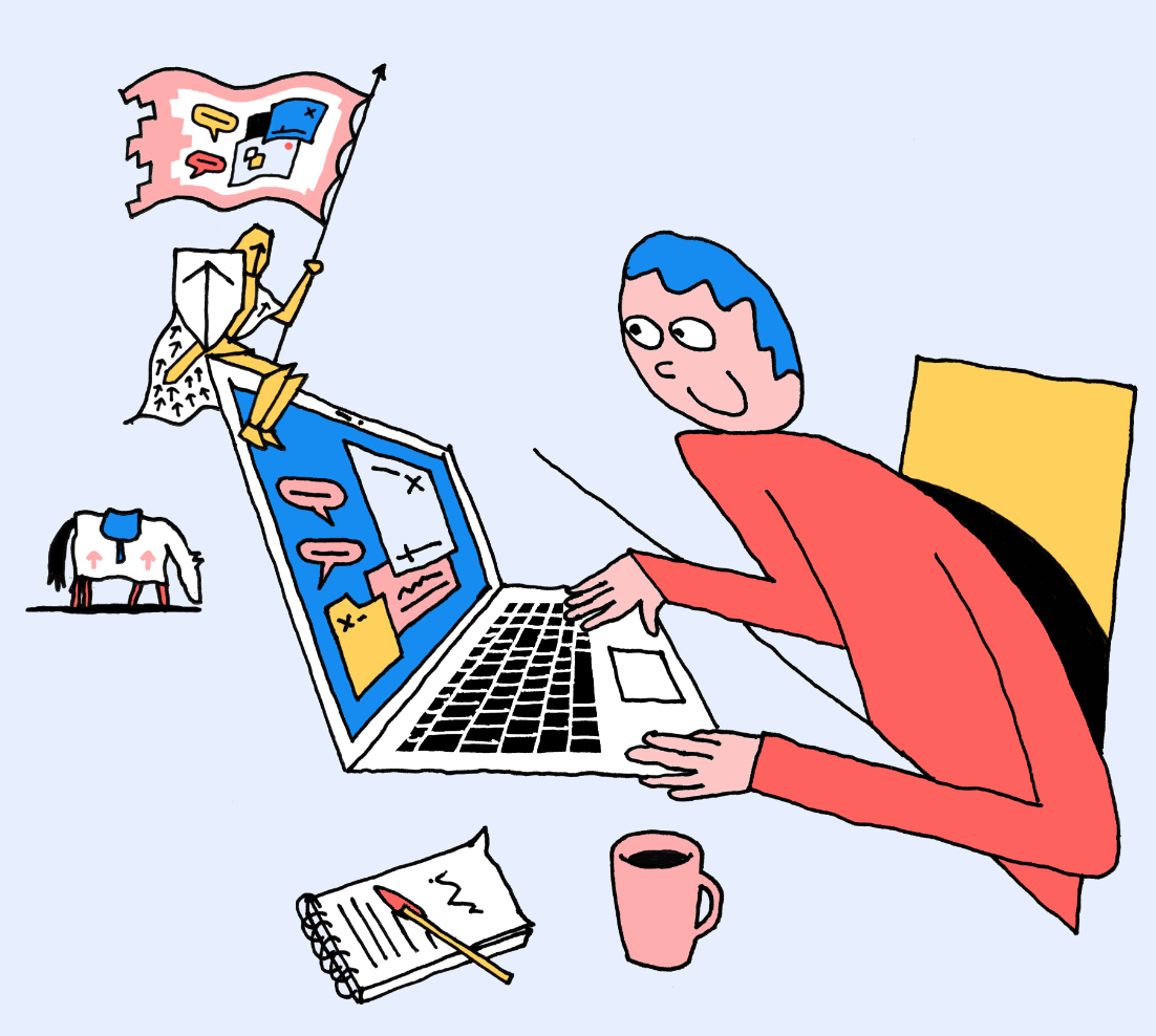 illustration of a laptop user
